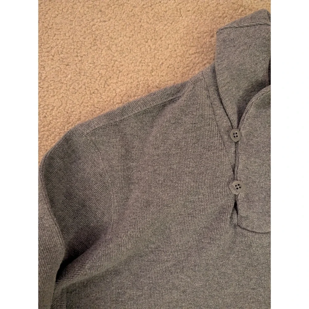 Polo Ralph Lauren Men's Gray Button Mock Neck Cotton Pullover Sweatshirt- Size L